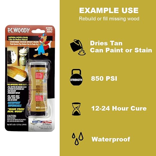 PC-Products PC-Woody Wood Repair Epoxy Paste, Two-Part 12 oz, and PC-Petrifier Wood Hardener 16 oz, Kit