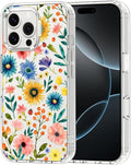 MOSNOVO for iPhone 16 Pro Max Case, Shockproof Military-Grade Protection 6.6ft Drop Tested, Clear Phone Case for iPhone 16 Pro Max, Wildflower Bloom Design