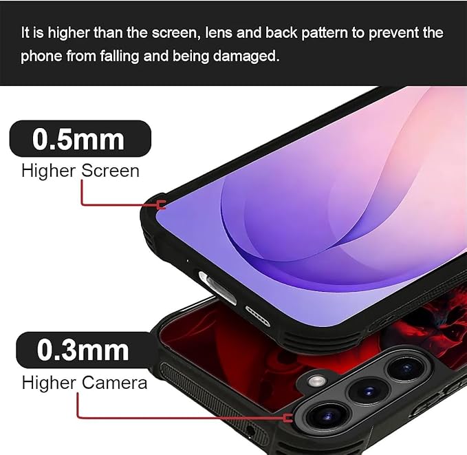 for Samsung Galaxy S26 Case,Graphic Design for Girl Boy Soft Silicone Hard Acrylic Shock Protection Designed for Samsung Galaxy S26 Gestures Funny Skull Pattern