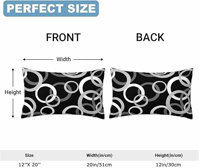 Abstract Geometric Circle 12 X 20 Pillow Covers Black White Decor Artwork Set of 2 Pillow Cases Velvet Outdoor Pillowcases Decorative for Home Bed Sofa Couch Hotel