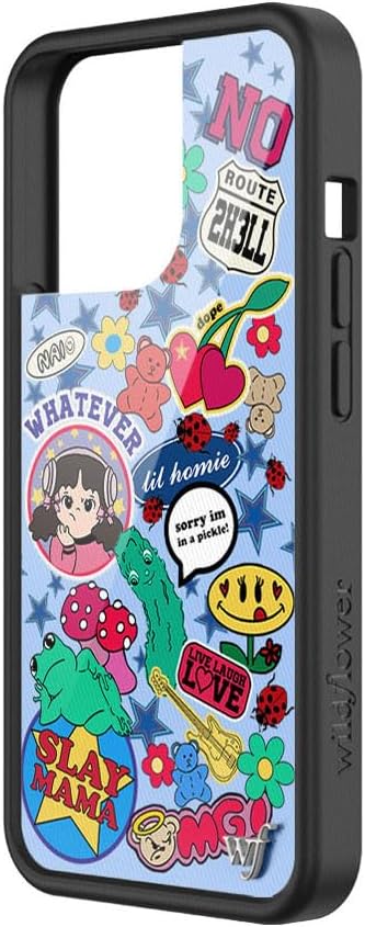 Wildflower Cases - Compatible with iPhone 13 Pro | Protective Black Bumper, 6.5ft Drop Test Certified, Women Owned Small Business | Blue, Cartoon, Red, Stickers, Stars | Collab - Nailea