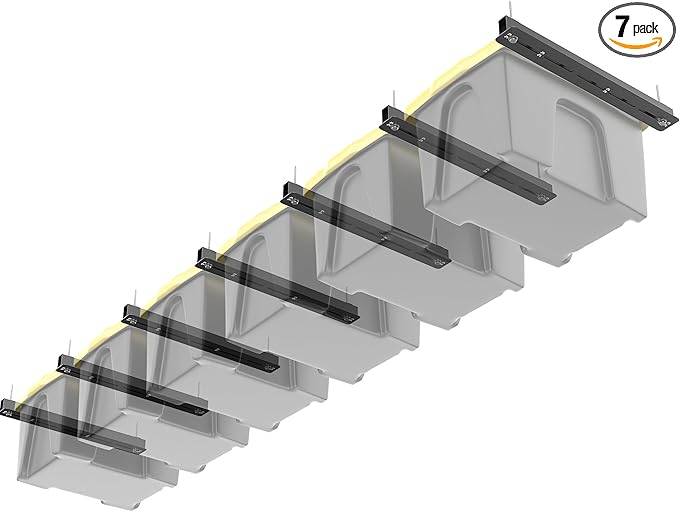 TORACK Garage Ceiling Bin Storage Rack, Adjustable Heavy Duty Overhead Tote Storage Rails(for 6 Bins, Bins are not included)