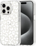 MOSNOVO Case for iPhone 15 Pro, [Buffertech 6.6ft Military-Grade Drop Protection] [Anti Peel Off Tech] Clear TPU Bumper Phone Case Cover Design - White Leopard Print