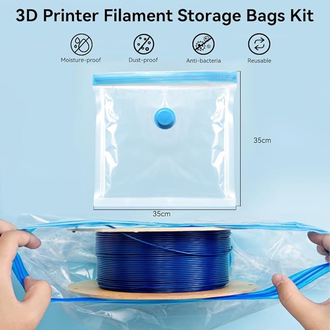 Creality 3D Printer Filament Storage Bags 35 x 35CM, 12 Transparent Sealed Bags Dust Proof Humidity Resistant Keeping Filament Dry, Reusable Vacuum Storage Bags Filament Vacuum Bags