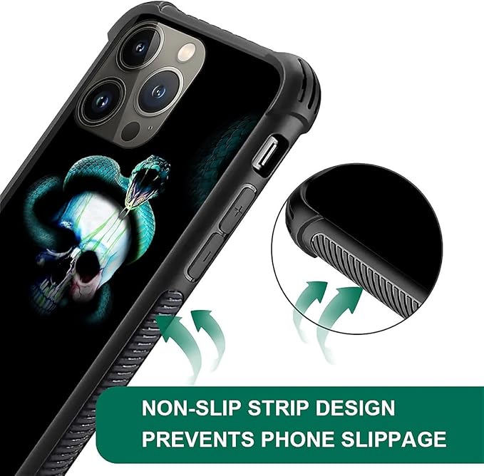 for iPhone 14 Pro Case, Skeleton Winding Snake Pattern Graphic Design Girl Boy Soft Silicone Hard Acrylic Shock Protection for iPhone 14 Pro