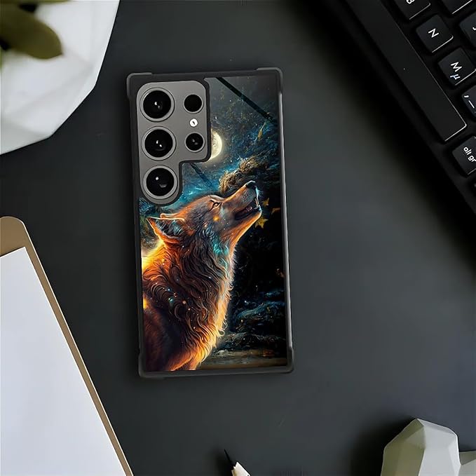 for Samsung Galaxy S24 Ultra Case, Star Cave Hungry Wolf Pattern Graphic Design Girl Boy Soft Silicone Hard Acrylic Shock Protection for Samsung Galaxy S24 Ultra