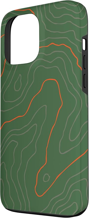 Backcountry Topo Guide Orange Lines Topographical Map Case for iPhone 13 Pro Max