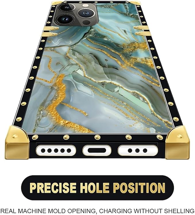 Compatible with iPhone 16 Pro Case, Golden Texture Marble Veining Luxury Golden Decoration for Girl Women Soft TPU Shockproof Protective Hard PC Back for iPhone 16 Pro