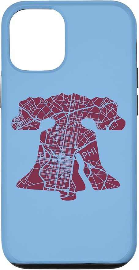Philadelphia Street Map Liberty Bell Vintage Maroon Philly Case for iPhone 12/12 Pro