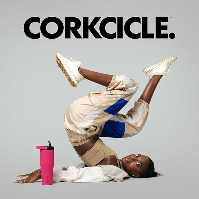 Corkcicle Go Cup XL - Leak-Proof Travel Tumbler - Triple Insulated Stainless Steel Water Bottle - Easy-Carry Handle - Summer Drinkware Gift - Keeps Drinks Ice Cold - 30 oz - Varsity Blue