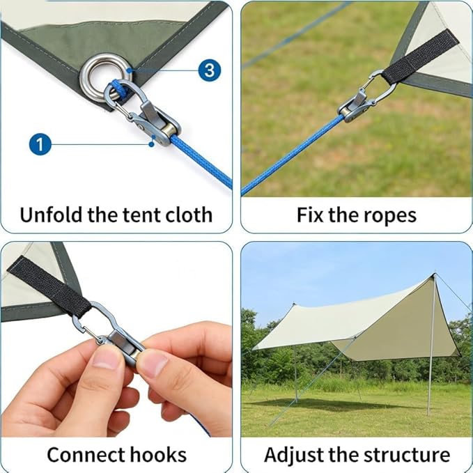 6-Pack Rope Tensioner Paracord Adjusters,Rope Tightening Tool,Knot-Free Locking Tie-Down Tool with Roller, Quick Adjust Buckle for Camping,Tarps,Guy Lines,Boating & Outdoor Gear 1PCS