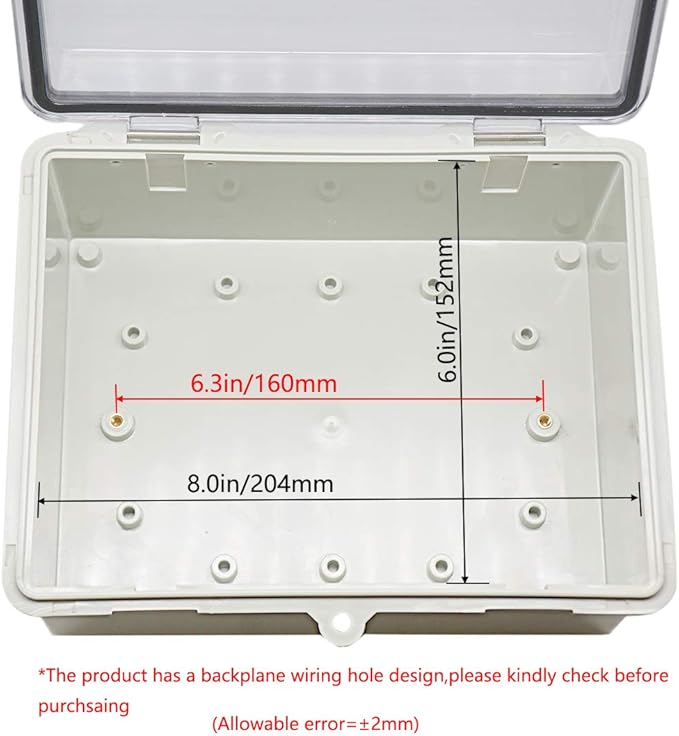 Zulkit 2pcs Junction Box ABS Plastic Dustproof Waterproof IP65 Electrical Boxes Hinged Shell Outdoor Universal Project Enclosure Clear Cover with 2 Cable Glands 8.7 x 6.7 x 4.3 inch (220x170x110 mm)