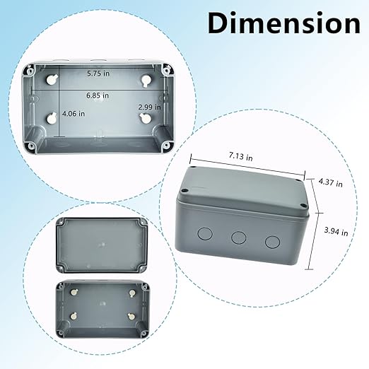 SuperInk Robust Outdoor Electrical Project Box - IP66 Weatherproof PVC/ABS Enclosure for Universal Protection - Size 7 1/8" x 4 1/2 "x 4" inch(181x111x100 mm),1PK