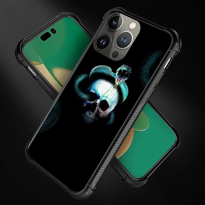 for iPhone 13 Pro Case, Skeleton Winding Snake Pattern Graphic Design Girl Boy Soft Silicone Hard Acrylic Shock Protection for iPhone 13 Pro