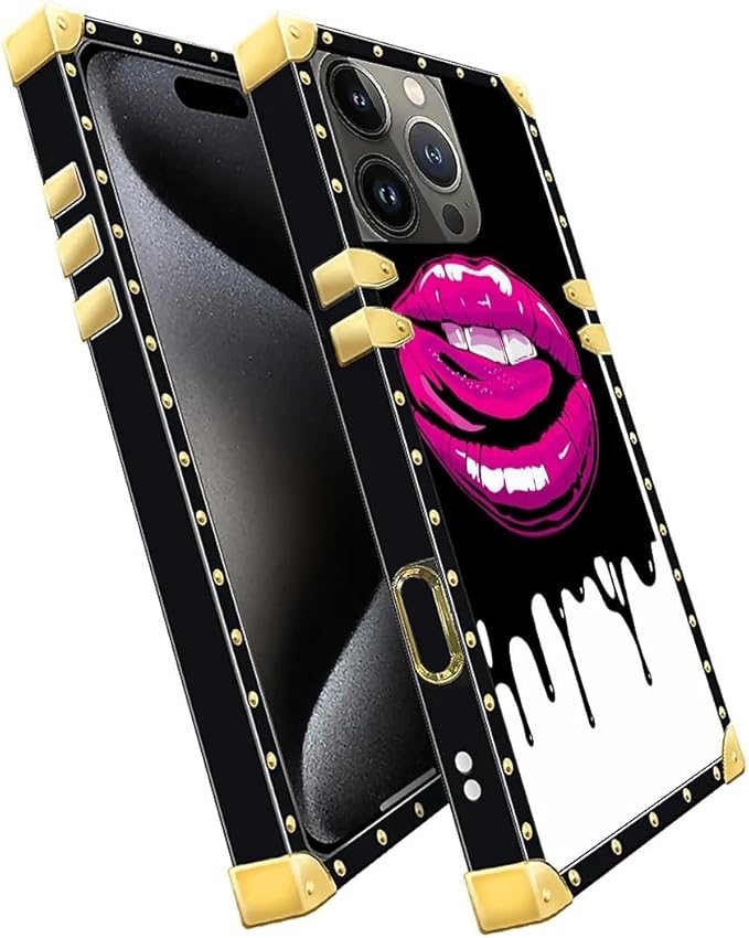 Compatible with iPhone 16 Pro Max Case, Black White Red Slap Sexy Luxury Golden Decoration for Girl Women Soft TPU Shockproof Protective Hard PC Back for iPhone 16 Pro Max