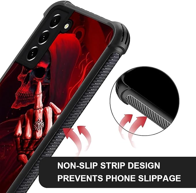 for Samsung Galaxy S21 Case, Gestures Funny Skull Pattern Graphic Design Girl Boy Soft Silicone Hard Acrylic Shock Protection for Samsung Galaxy S21