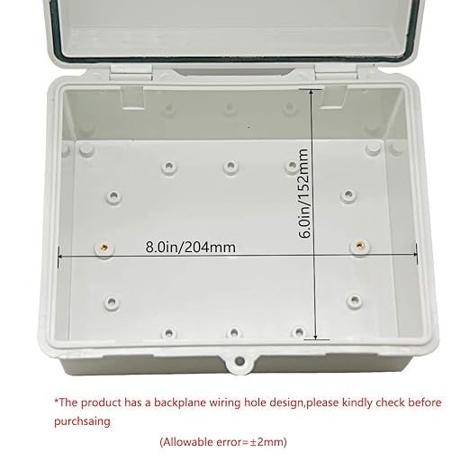Zulkit 2pcs Junction Box ABS Plastic Dustproof Waterproof IP65 Electrical Boxes Hinged Shell Outdoor Universal Project Enclosure 8.7 x 6.7 x 4.3 inch (220x170x110 mm)