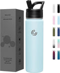 COKTIK 22oz Sports Water Bottle, Stainless Steel Water Bottle for Insulated, Reusable Travel Bottle, With Straw, With Handle Grip for Easy Carrying, Suitable for Cycling, Outdoor Vacations(FOG)