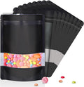 4"x6" 120pcs Mylar Bags for Food Storage,Smell Proof Bag with Matte Window Resealable Food Storage Bags for Small Business, Stand-up Foil Pouch Packaging Freeze Dried Candy Bag（Black）