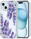 MOSNOVO Case for iPhone 15, [Buffertech 6.6ft Military-Grade Drop Protection] [Anti Peel Off Tech] Clear TPU Bumper Phone Case Cover Design - Lavender