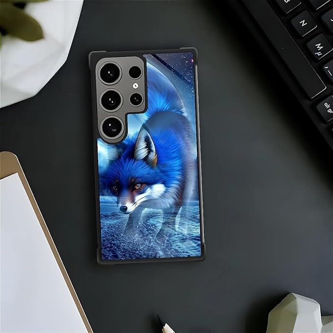for Samsung Galaxy S24 Ultra Case, Snowy Mountain Fox Lake Pattern Graphic Design Girl Boy Soft Silicone Hard Acrylic Shock Protection for Samsung Galaxy S24 Ultra