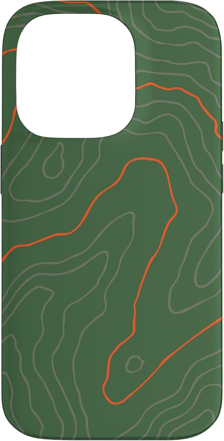 Backcountry Topo Guide Orange Lines Topographical Map Case for iPhone 14 Pro