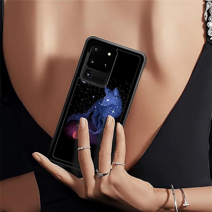 for Samsung Galaxy S20 Ultra Case, Galaxy Fox Wolf Pattern Graphic Design Girl Boy Soft Silicone Hard Acrylic Shock Protection for Samsung Galaxy S20 Ultra