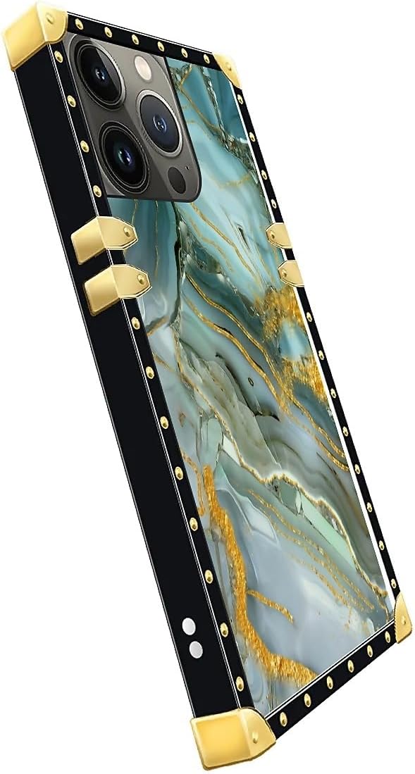 Compatible with iPhone 14 Pro Case, Golden Texture Marble Veining Luxury Golden Decoration for Girl Women Soft TPU Shockproof Protective Hard PC Back for iPhone 14 Pro