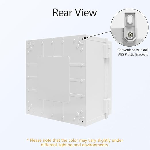 Junction Box IP65 Waterproof Dustproof ABS Plastic Enclosure, Outdoor and Indoor Project Box Hinged Cover with Mounting Plate Wall Brackets Outer Dimension 11.8"x 11.8" x 7.1", Grey…