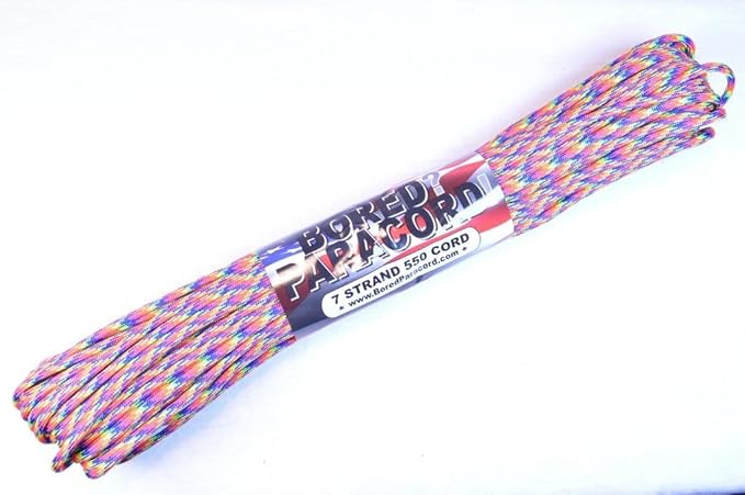 USA Made 550 Paracord - DIY Projects, Camping, Hiking, Tree Nets, 300 Colors - Type III Cord - Rock Star 50 Feet
