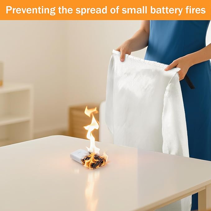 Mondoshop Silicone Fire Blanket for Home - 2Pack 40"x40" Emergency Fire Blankets for Kitchen, Fire Retardant Blankets for Car, Camping, Grill, Office, Warehouse, School, Picnic
