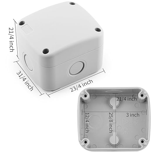 SuperInk White Junction Box ABS Plastic IP66 Waterproof,Dustproof Universal Electrical Boxes Project Enclosure, Fit 20mm Cable Gland for Outdoor Use (86x74x62mm),1PK