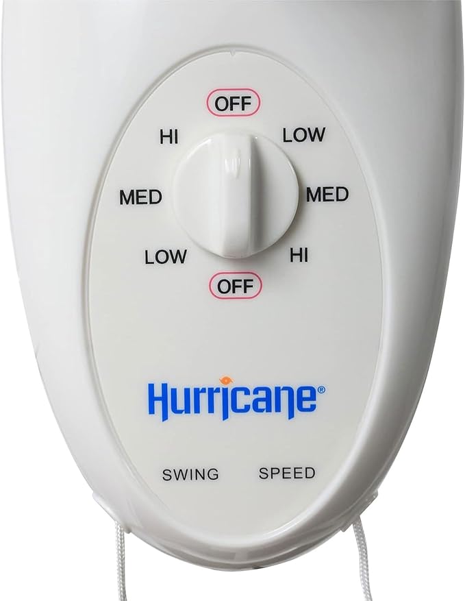 Hurricane 16" Supreme Oscillating Wall Mount Fan w/ 3 Quiet Speeds, White - Corded Electric Air Cooling Unit w/ Easy Pull Cord Controls for Homes, Greenhouses, Garages, Workshops & Gyms