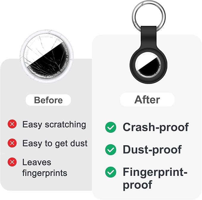 Linsaner [2 Pack] Holder for AirTag 2nd Gen (2026) & 1st Gen, Silicone Case Keychain Key Ring, Protective Cover for Air Tags, GPS Finder Accessories for Bags, Pets, Kids, Luggages, Black/White