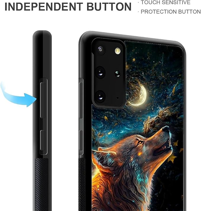 for Samsung Galaxy S20 Plus Case, Star Cave Hungry Wolf Pattern Graphic Design Girl Boy Soft Silicone Hard Acrylic Shock Protection for Samsung Galaxy S20 Plus