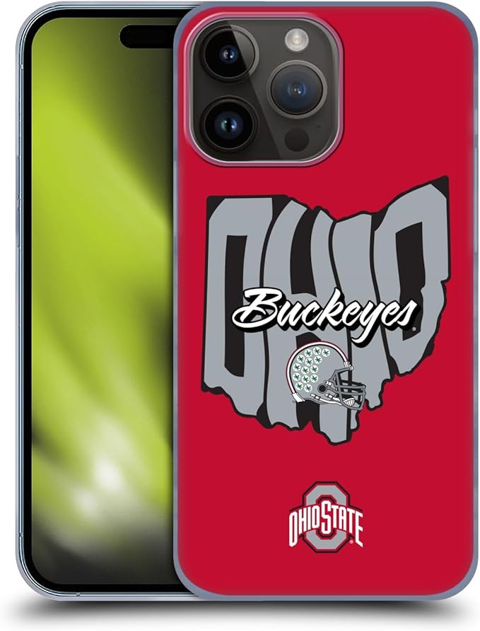 Head Case Designs Officially Licensed Ohio State University Map Football Graphics Hard Back Case Compatible with Apple iPhone 15 Pro Max