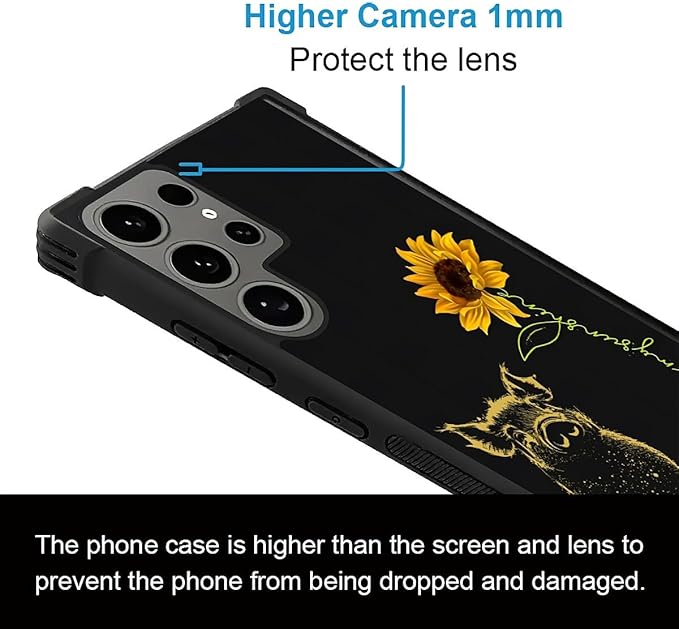 for Samsung Galaxy S24 Ultra Case, Pig Sunflower Yellow Sunshine Pattern Graphic Design Girl Boy Soft Silicone Hard Acrylic Shock Protection for Samsung Galaxy S24 Ultra