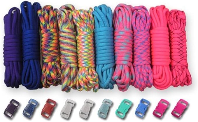 Paracord Planet 550lb Type III Paracord Combo Crafting Kits with Buckles