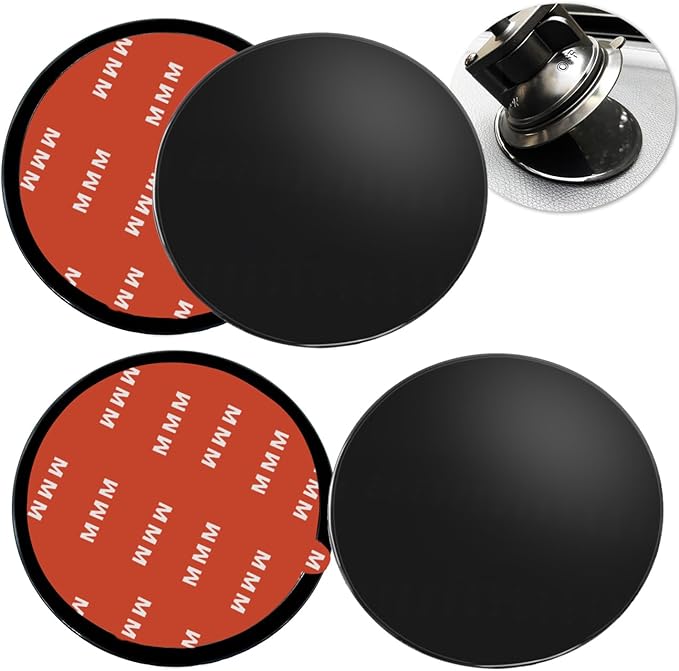 4 Pack 95mm Black Adhesive Dashboard Pad Mounting Disk, Mounting Disk for Suction Cup, Dash Mount Pad, 3.74 Inch Universal Suction Cup Adhesive Disc for GPS, Smartphones, Car Cameras