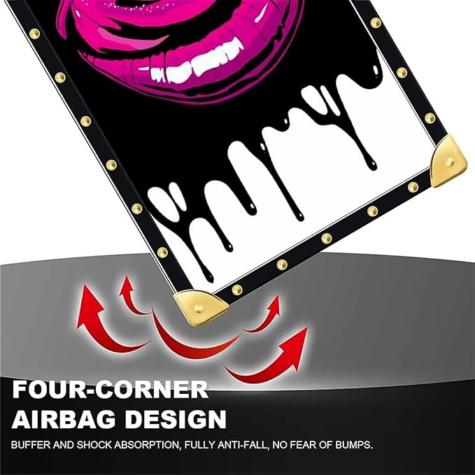 for iPhone 17 Pro Max Case Luxury Golden Decoration for Girl Women Soft TPU Shockproof Protective Hard PC Back for iPhone 17 Pro Max Crazy Pattern Black White Red Slap Sexy