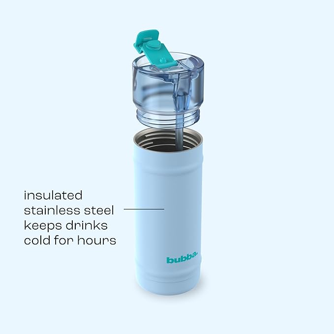 bubba 18 oz Dualsip Insulated Stainless Steel Water Bottle with Straw - Reusable, Leakproof, Lightweight, Dishwasher Safe, Lead-Free and BPA-Free, Daydreamin'