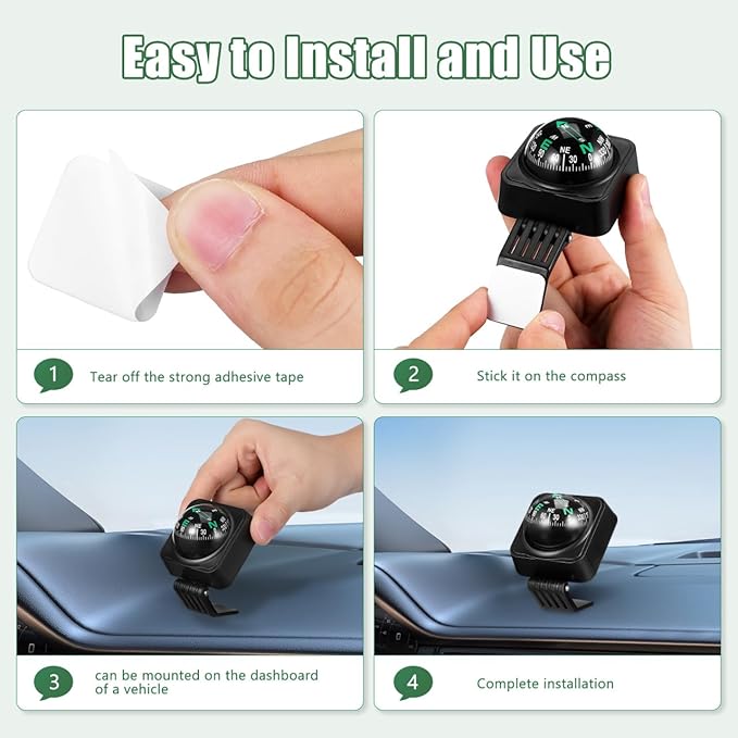 SOLUSTRE Car Dashboard Compass Ball Portable Auto Compass for Accurate Navigation for Cars Boats and Outdoor Use Compact Dashboard Ornament