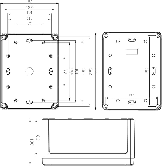 MAKERELE Watertight Outdoor Plastic Junction Box 7.87”5.90”3.94” (200150100mm) IP67 Electronics Projects Junction Waterproof Case with 2 NPT 3/8” Glands