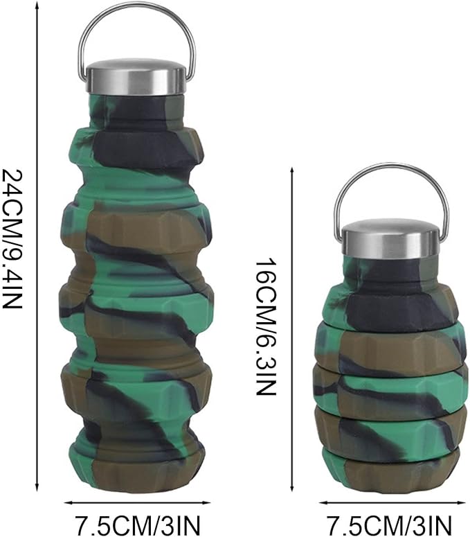 500ml Collapsible Water Bottles Silicone Motivational Bottle with Carrying Loop, Travel Water Bottle for Sports & Outdoors Reusable Water Bottle Cute Stuff forfor Men