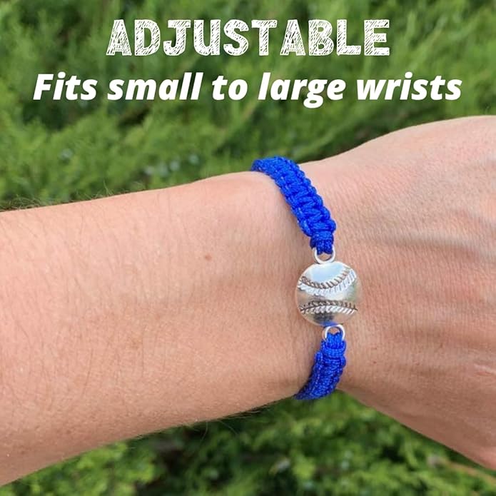 Sportybella - Baseball Bracelet, Baseball Jewelry, Adjustable Braided Baseball Bracelet, Baseball Gifts, Baseball Accessories