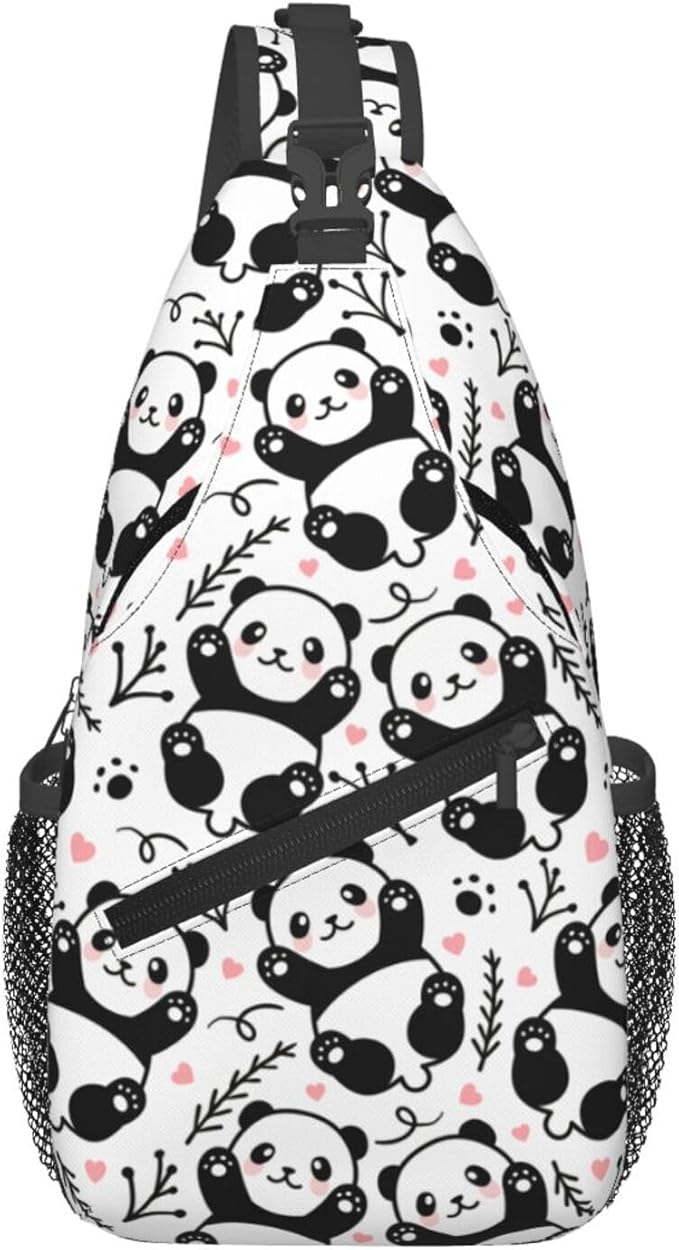 Cute Panda Sling Bag For Women Men Funny Backpack Crossbody Shoulder Bag Sling Backpack Chest Bag Travel Hiking Casual Sport Daypack
