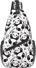 Cute Panda Sling Bag For Women Men Funny Backpack Crossbody Shoulder Bag Sling Backpack Chest Bag Travel Hiking Casual Sport Daypack