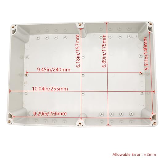 Project Box IP65 Waterproof Junction Box ABS Plastic Electrical Boxes DIY Electronic Project Case Power Enclosure White 10.35x7.17x3.74 inch (263 x 182 x95 mm)
