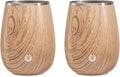 SNOWFOX Premium Vacuum Insulated Stainless Steel Grand Pinot Wine Glass, Chilled Wine Stays Icy Cold, Stemless Cocktail Glasses, Elegant Home Entertaining, Classic Barware, 12oz, Natural Teak