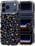 MOSNOVO for iPhone 17 Pro Max Case | Military Grade 6.6ft Drop Tested | Camera Control | Clear with Leopard Print Design